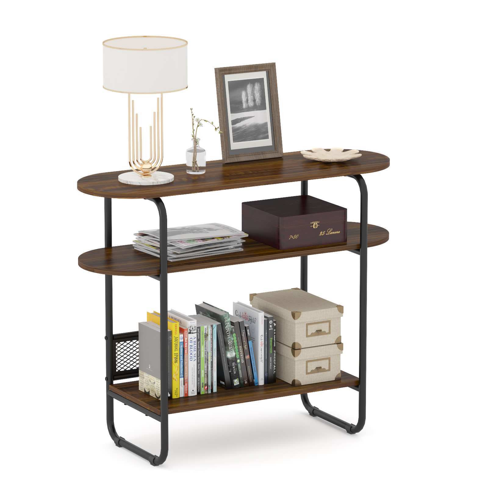 Details about   Industrial Sofa Console Table 3 Tiers Horizontal Entry Tables With Open Shelf 